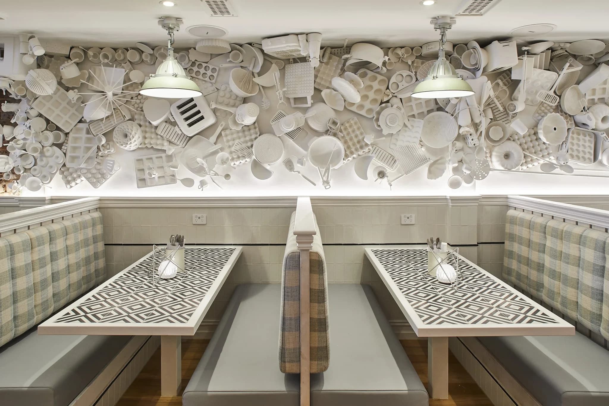 Frankie B's Food house Parramatta Booth Seating with Artistic Wall Decor – cosy and stylish